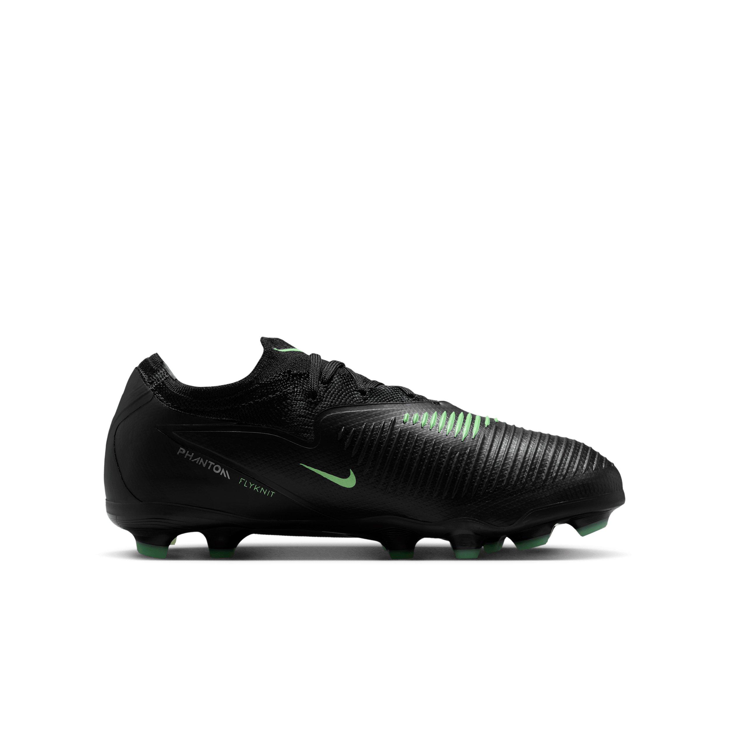 Nike Phantom 6 Low Pro MG "Black/Black/Illusion Green" Grade School Kids' Soccer Cleat - BLACK/BLACK/GREEN